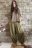 Annie Cushion Cotton Cuff Barrel Pant Deep Olive